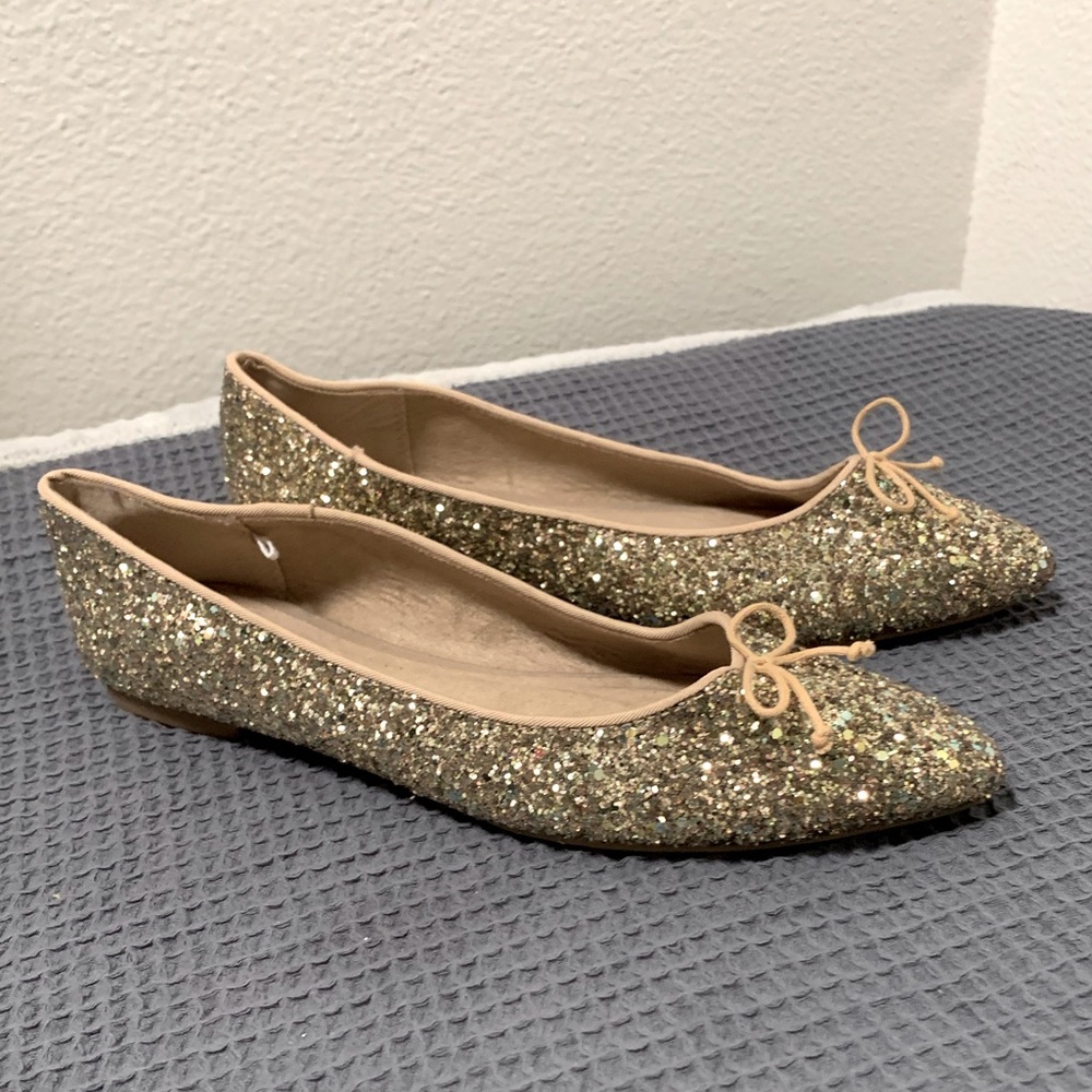 Gold Sparkly Pointy Flats